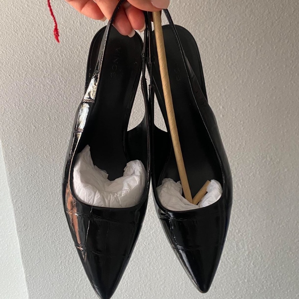 Vince Black Croc-Embossed Heels